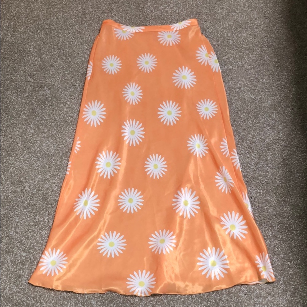 Free People Orange Sunflower Skirt
